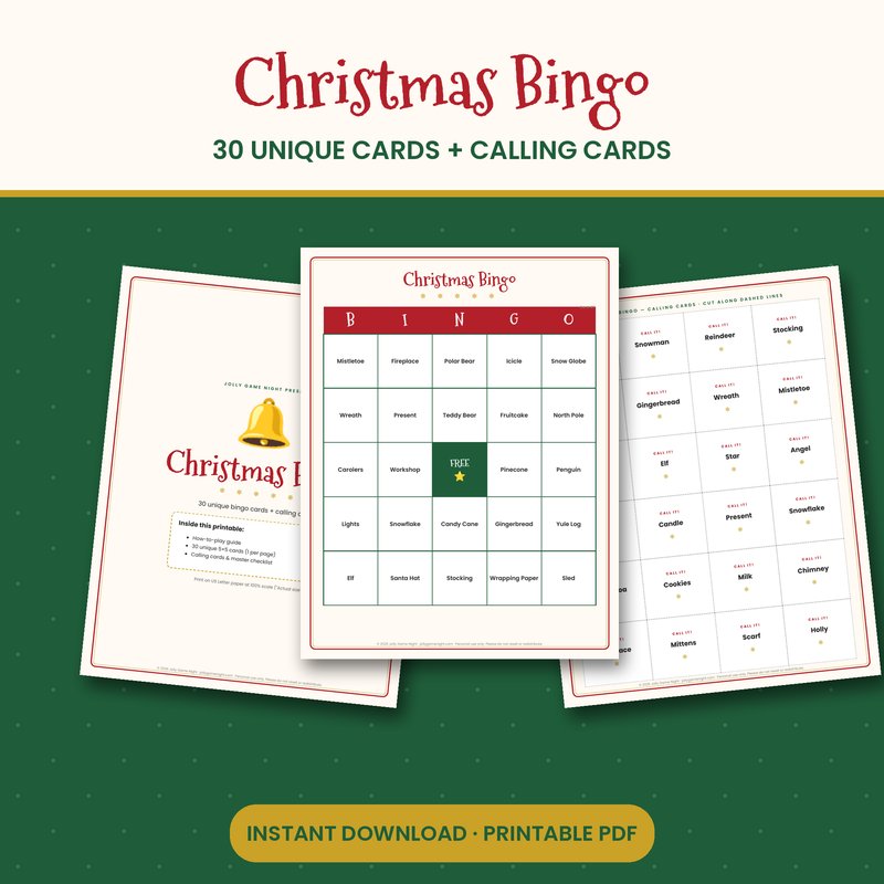 Christmas Bingo Printable printable mockup