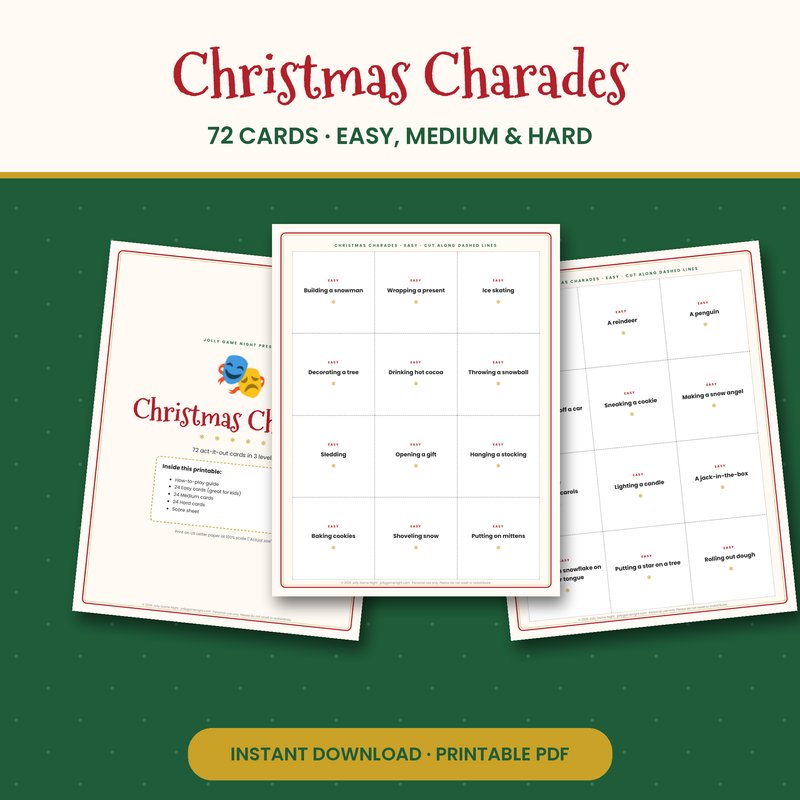 Christmas Charades Game Printable printable mockup