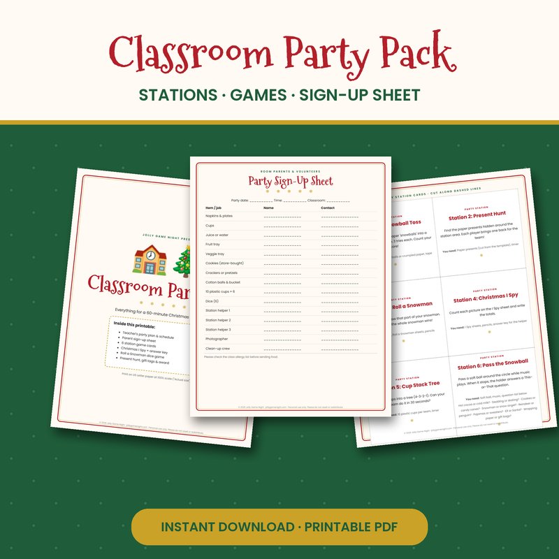 Christmas Classroom Party Pack printable mockup