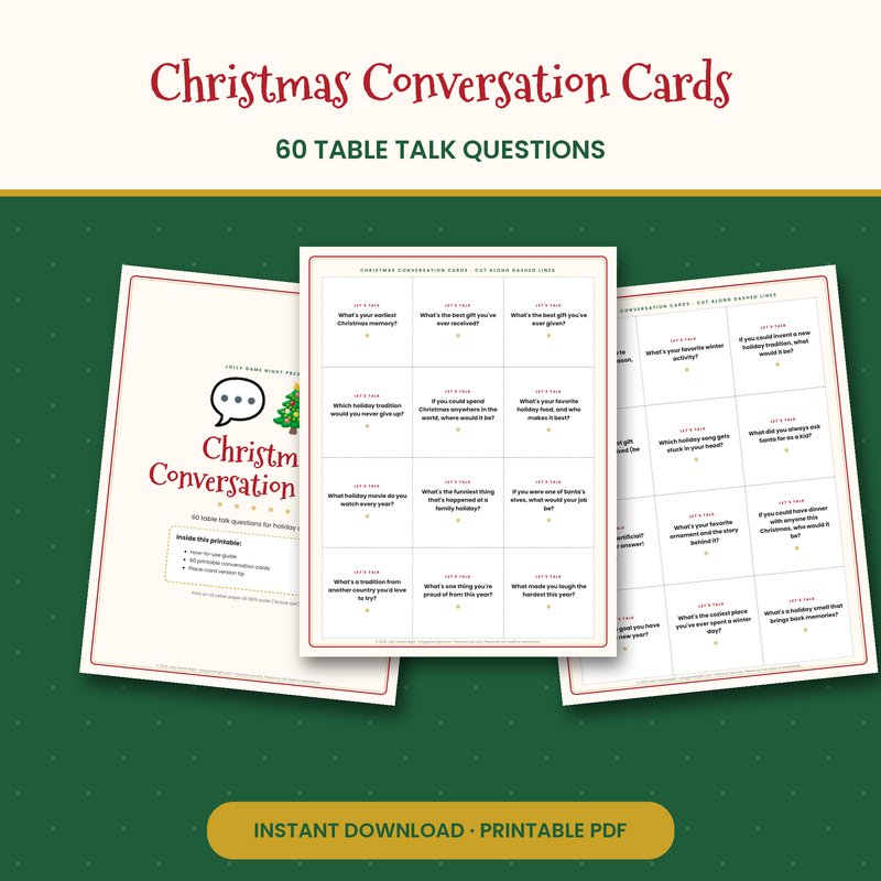 Christmas Conversation Starter Cards printable mockup