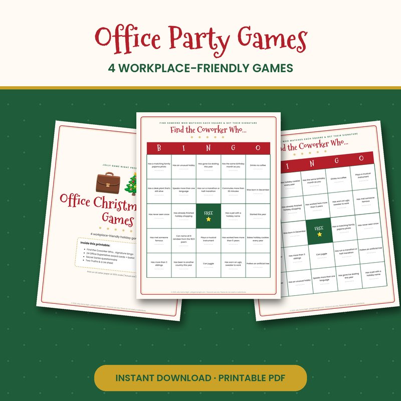 Office Christmas Party Games Pack printable mockup