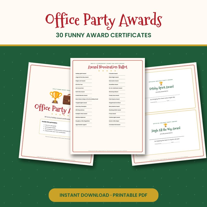 Office Christmas Party Awards printable mockup